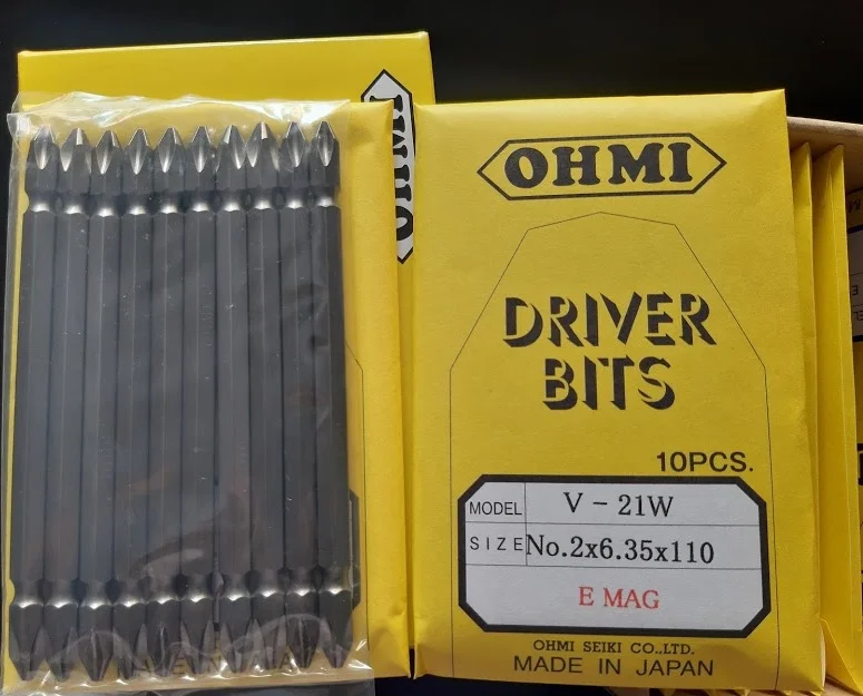 Mũi vặn vít 2 đầu OHMI PH2x110 Nhật bản V-21W No.2x6.35x110mag V 21w No.2x 6.35x110 Emag
