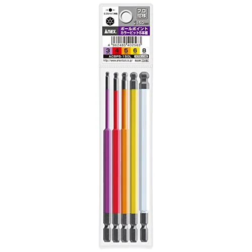 Vỉ 5 Mũi Vít Lục Giác Bi Anex Acbp5-150l Acbp5-150l