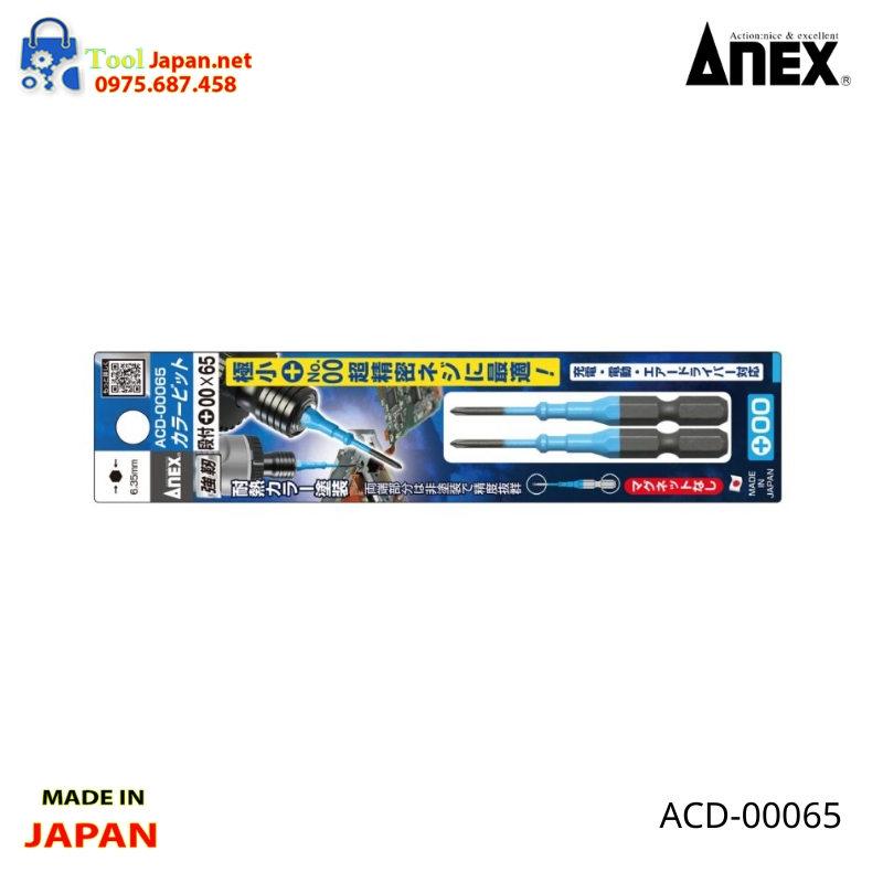 Vỉ 2 Mũi Vít 4 Cạnh Anex Acd 00065