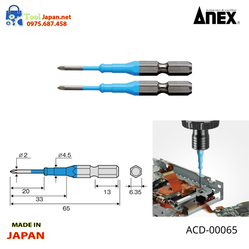 Vỉ 2 Mũi Vít 4 Cạnh Anex Nhật Bản Acd 00065 Vỉ 2 Mũi Vít 4 Cạnh Anex Nhật Bản Acd 00065