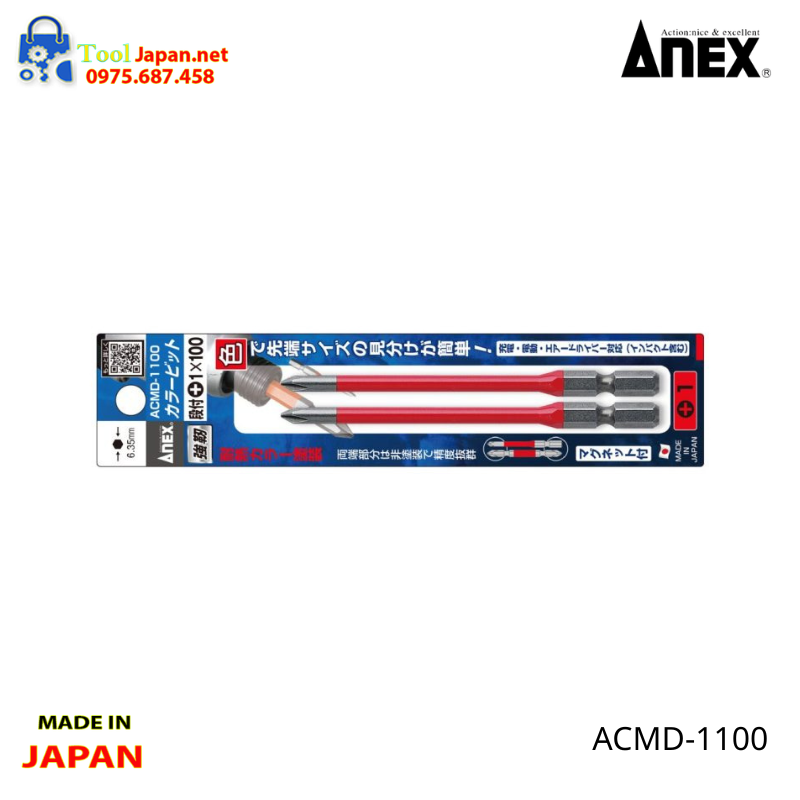 Vỉ 2 Mũi Vít 4 Cạnh Anex Acmd 1100