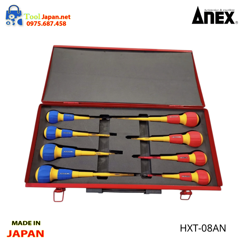 Bộ 8 Tô Vít Cách điện 1000v Hxt 08an Anex Nhật Bản
