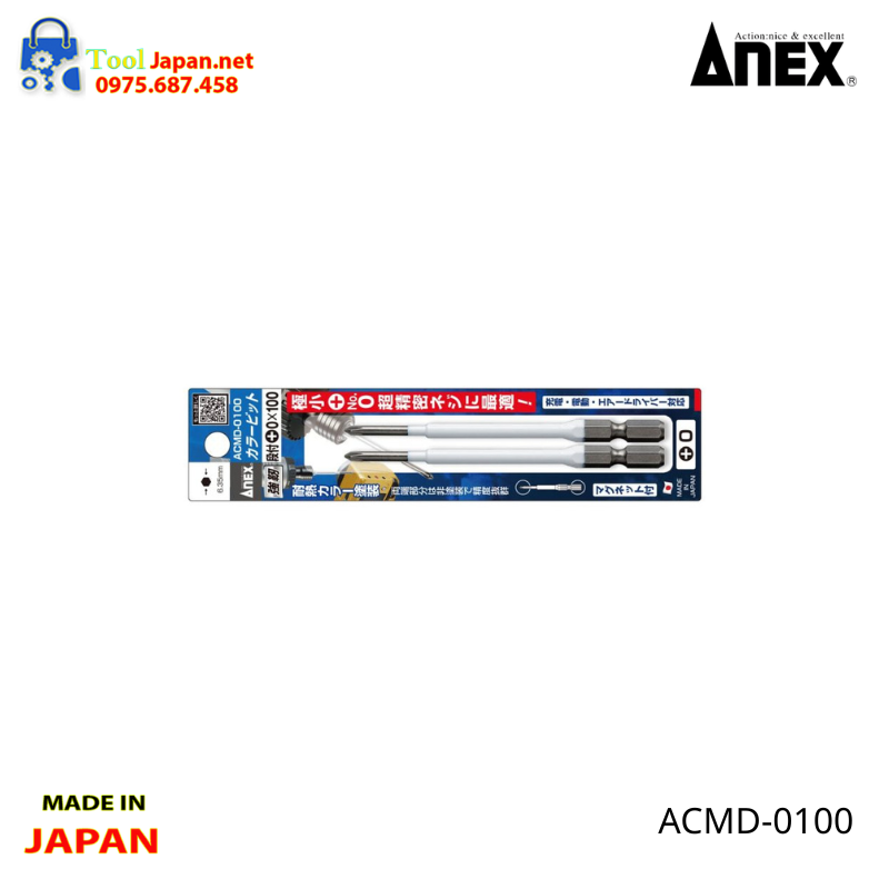 Vỉ 2 Mũi Vít 4 Cạnh Anex Acmd 0100