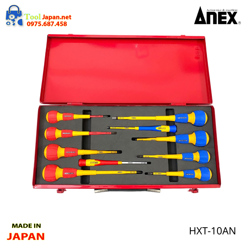 Bộ Tô Vít Cách điện 10 Chi Tiết Anex Nhật Bản Hxt 10an