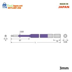 Mũi Vít đầu Lục Giác Bi 3mm Anex Japan Acbp 3010