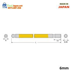 Mũi Vít đầu Lục Giác Bi 6mm Anex Japan Acbp 6010