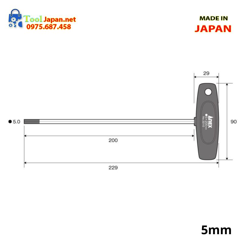 Thông Số No.3210 H5.0x200 Anex Japan