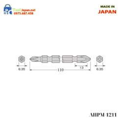 Vỉ 2 Mũi Vặn Vít 2 đầu Có Từ Tính Anex Japan Ahpm 1211