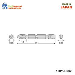 Vỉ 2 Mũi Vặn Vít 2 đầu Có Từ Tính Anex Nhật Bản Ahpm 2065