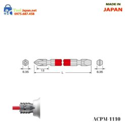 Vỉ 2 Mũi Vít 2 đầu Có Từ Tính Anex Nhật Bản Acpm 1110