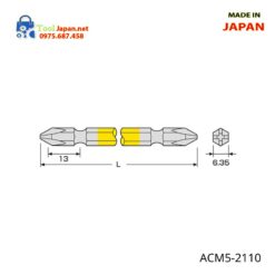 Vỉ 5 Mũi Vít 4 Cạnh 2 đầu Acm5 2110 Anex Nhật Bản
