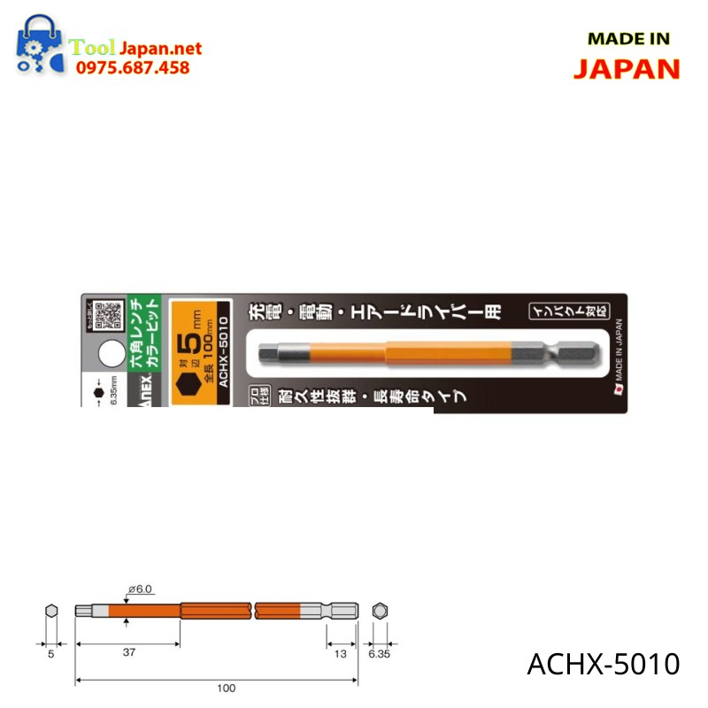 Mũi Vít đầu Lục Giác 5mm Dài 100mm Anex Achx 5010