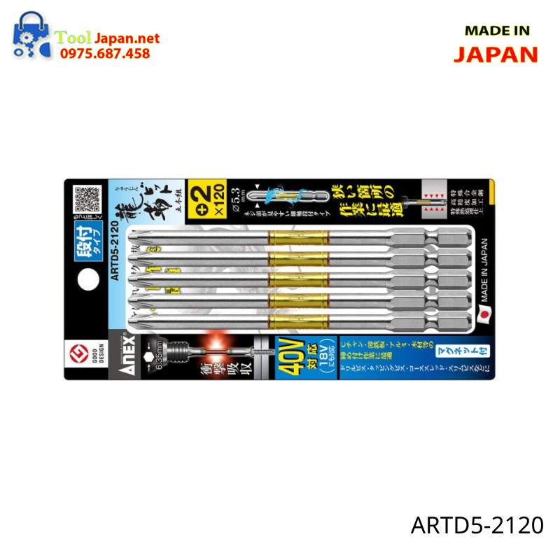 Vỉ 5 Mũi Vít 1 đầu Có Từ Tính Anex Artd5 2120