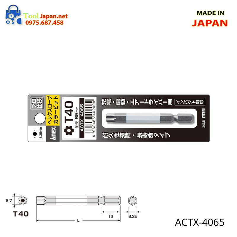 Mũi Vít đầu Hoa Thị T40 Anex Actx 4065