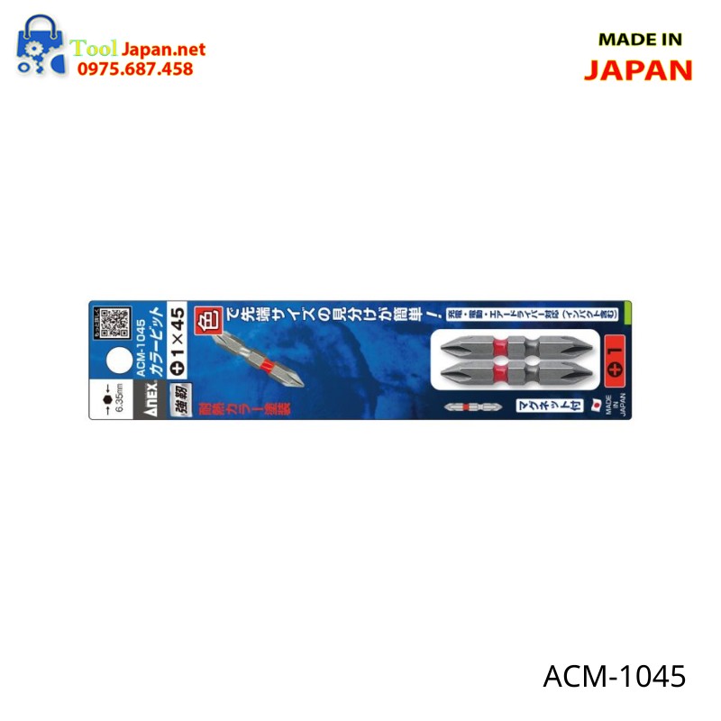Vỉ 2 Mũi Vặn Vít 2 đầu Có Từ Tính Anex Acm 1045
