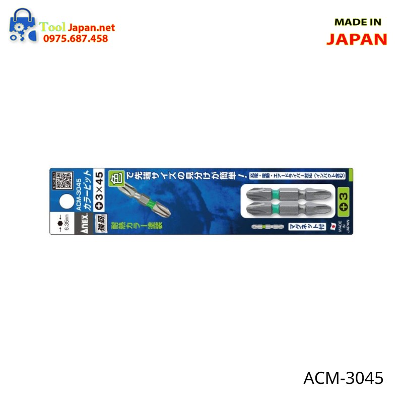 Vỉ 2 Mũi Vặn Vít 2 đầu Có Từ Tính Anex Acm 3045