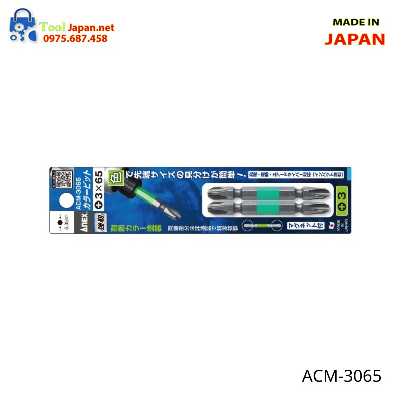 Vỉ 2 Mũi Vặn Vít 2 đầu Có Từ Tính Anex Acm 3065
