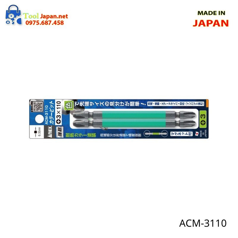 Vỉ 2 Mũi Vặn Vít 2 đầu Có Từ Tính Anex Acm 3110