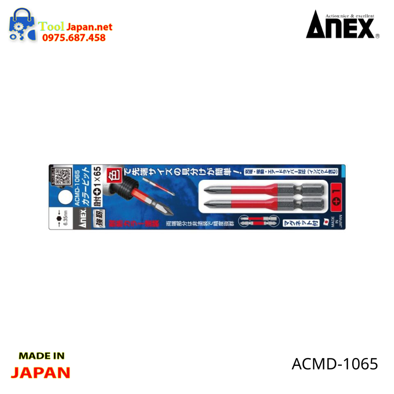 Vỉ 2 Mũi Vít 4 Cạnh Anex Acmd 1065