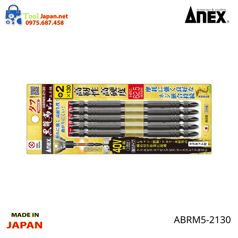 Vỉ 5 Mũi Vặn Vít 2 đầu Có Từ Tính Anex Abrm5 2130