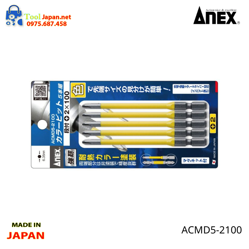 Vỉ 5 Mũi Vít 4 Cạnh Acmd5 2100 Anex